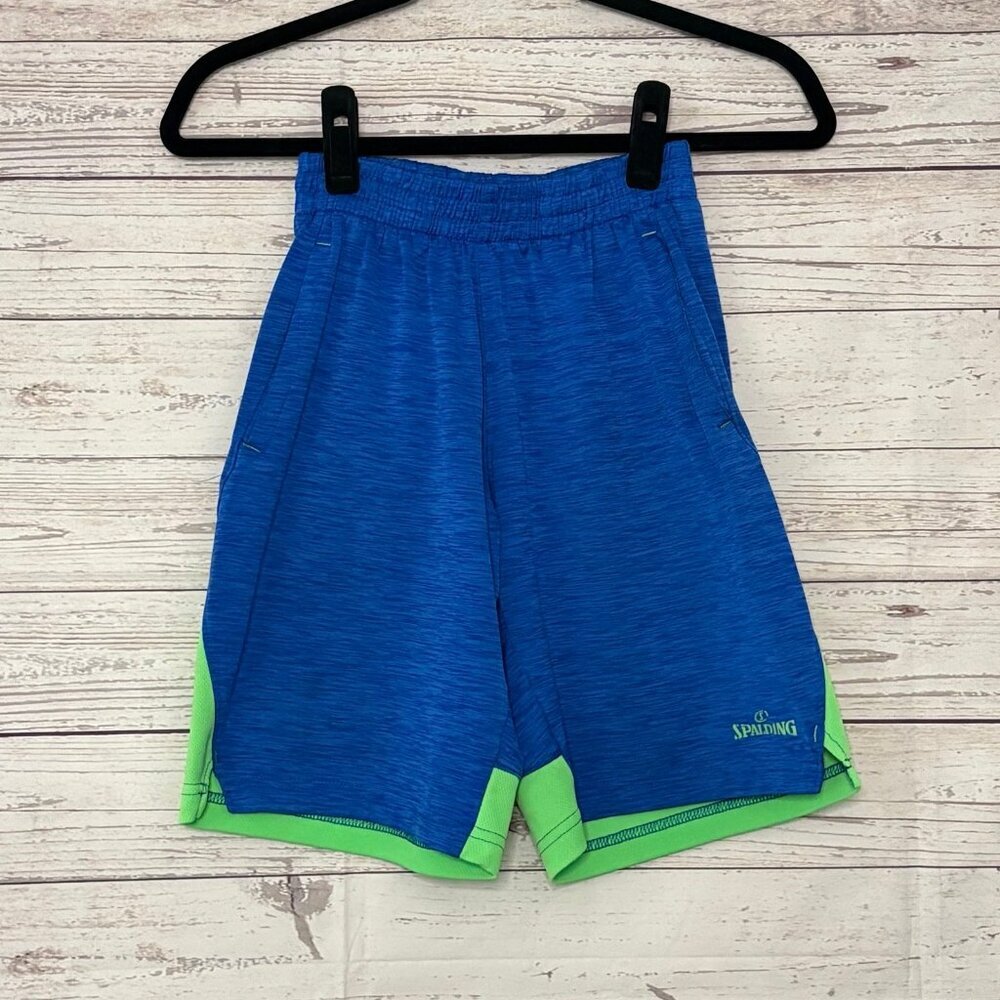 Spalding Blue Green Basketball Shorts Youth‎ Medium 10/12